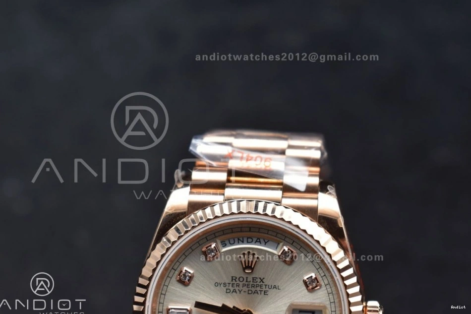 Dial QF DayDate with Square President Bracelet Edition RG Best Silver V5 36 (Gain 904L Steel Weight) Diamond on vr3255 0121